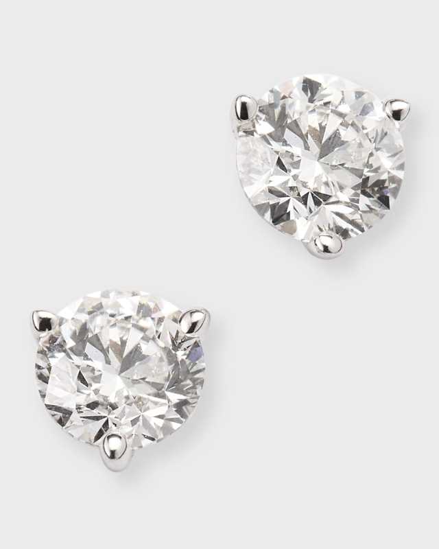 18K White Gold Martini Diamond Stud Earrings, 1.12tcw